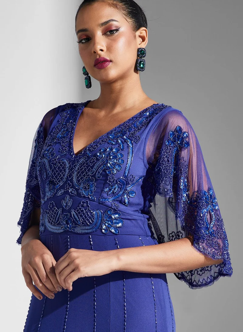Amelia Rose Embroidered Evening Dress