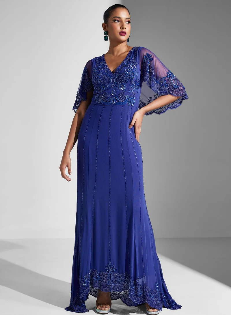 Amelia Rose Embroidered Evening Dress