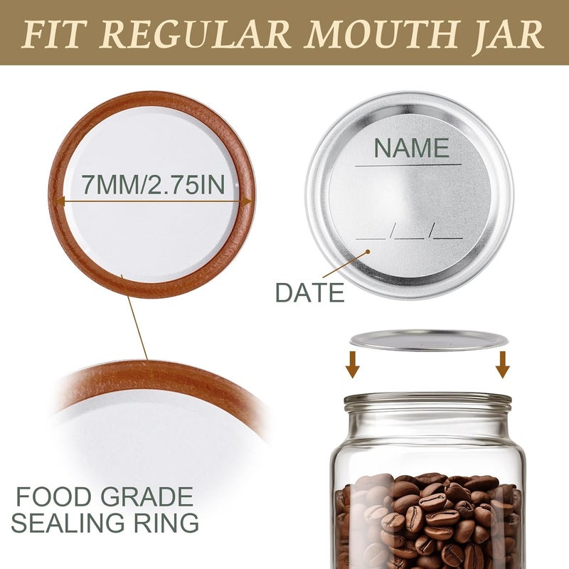 OCSOHO 200 PCS Canning Lids Regular Mouth,2.76in Regular Mouth Mason Jar Lids,Ball Jar with Lids with Leak proof Airtight Seal Rust Proof Split,Regular Mason Jars Food Grade,Canning Food DIY - Image 2