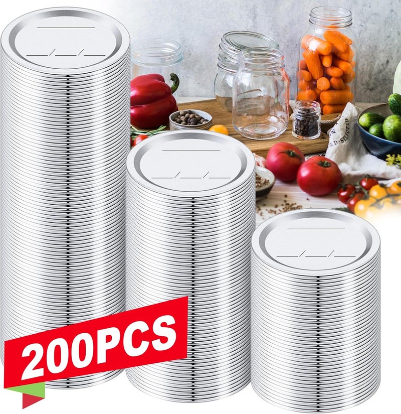 OCSOHO 200 PCS Canning Lids Regular Mouth,2.76in Regular Mouth Mason Jar Lids,Ball Jar with Lids with Leak proof Airtight Seal Rust Proof Split,Regular Mason Jars Food Grade,Canning Food DIY - Image 1