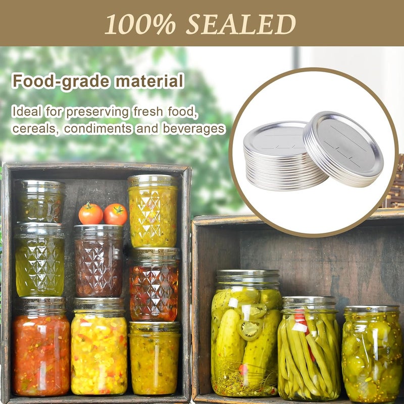 OCSOHO 200 PCS Canning Lids Regular Mouth,2.76in Regular Mouth Mason Jar Lids,Ball Jar with Lids with Leak proof Airtight Seal Rust Proof Split,Regular Mason Jars Food Grade,Canning Food DIY - Image 5