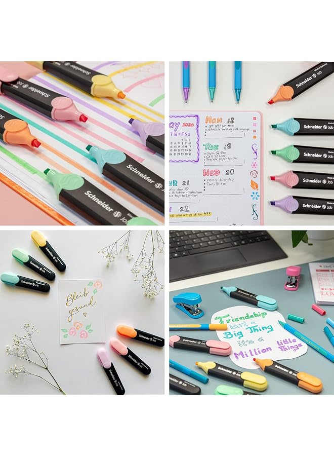 Schneider Pastel Job Highlighter Marker Chisel Tip Turquoise Mint Vanilla Peach Lavender Light Pink 6 Pack 115097 - Image 4