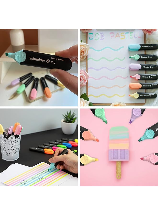 Schneider Pastel Job Highlighter Marker Chisel Tip Turquoise Mint Vanilla Peach Lavender Light Pink 6 Pack 115097 - Image 3
