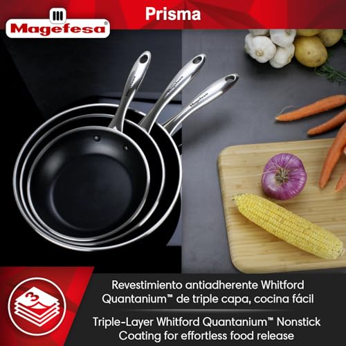 Magefesa Prisma 9.4-Inch Frying Pan, 18/10 Stainless Steel, Triple-Layer Nonstick, Works on All Stovetops Including Induction, Oven Safe to 392°F, Dishwasher Safe, Durable Skillet - Image 4