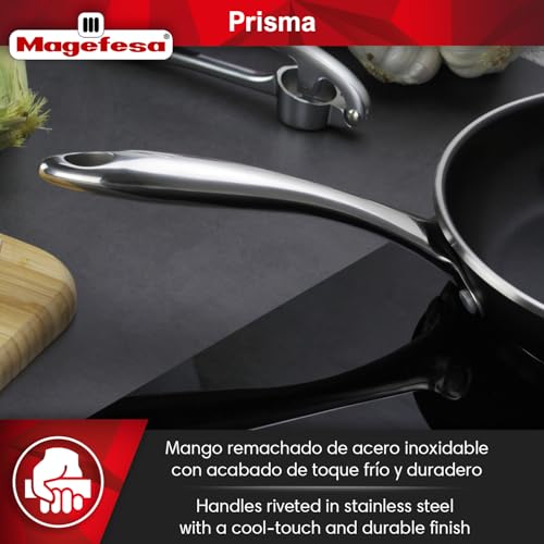 Magefesa Prisma 9.4-Inch Frying Pan, 18/10 Stainless Steel, Triple-Layer Nonstick, Works on All Stovetops Including Induction, Oven Safe to 392°F, Dishwasher Safe, Durable Skillet - Image 5