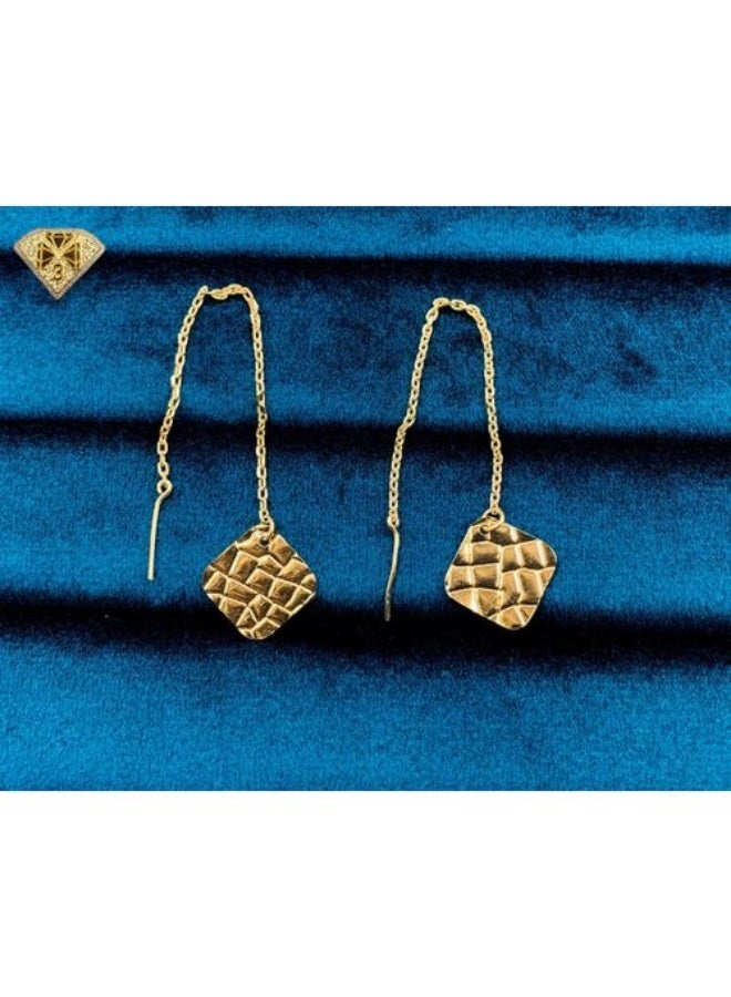 Gold Plated Threader Earrings, Textured Coin Drop, Minimal