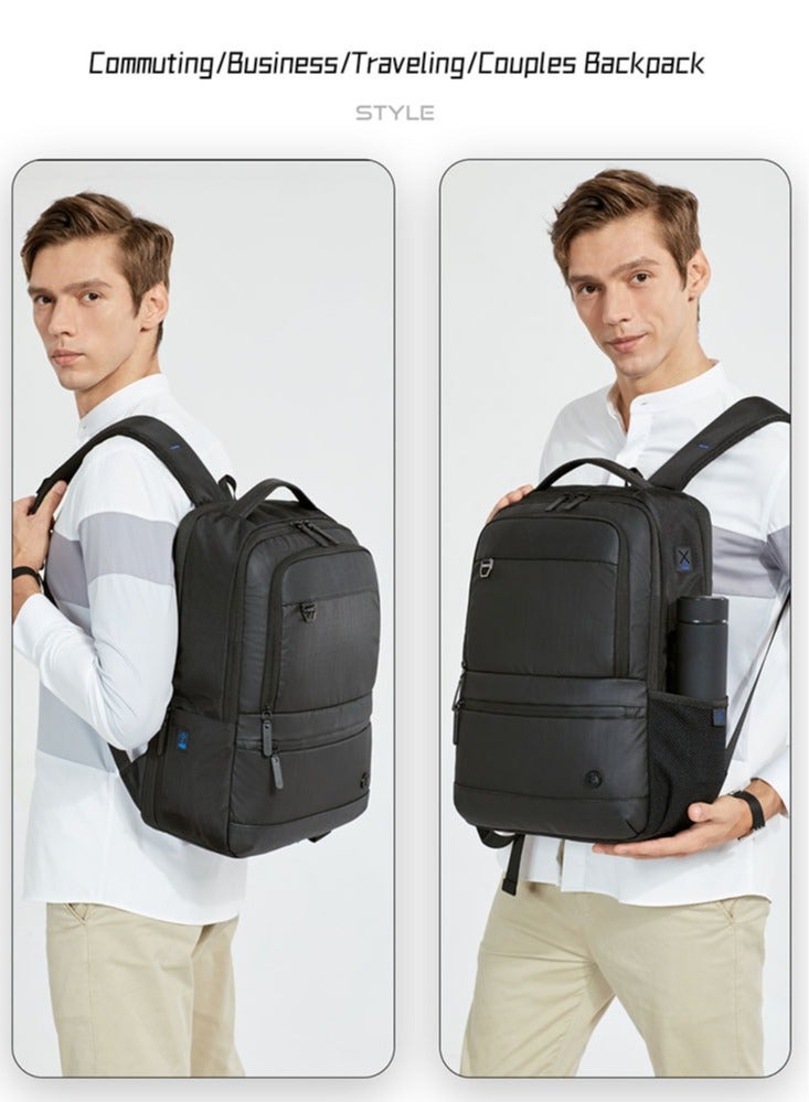 Golden Wolf Expandable Student Laptop Backpack, School Satchel Office Work Bag with Laptop Compartment for Men, Black  - Image 2