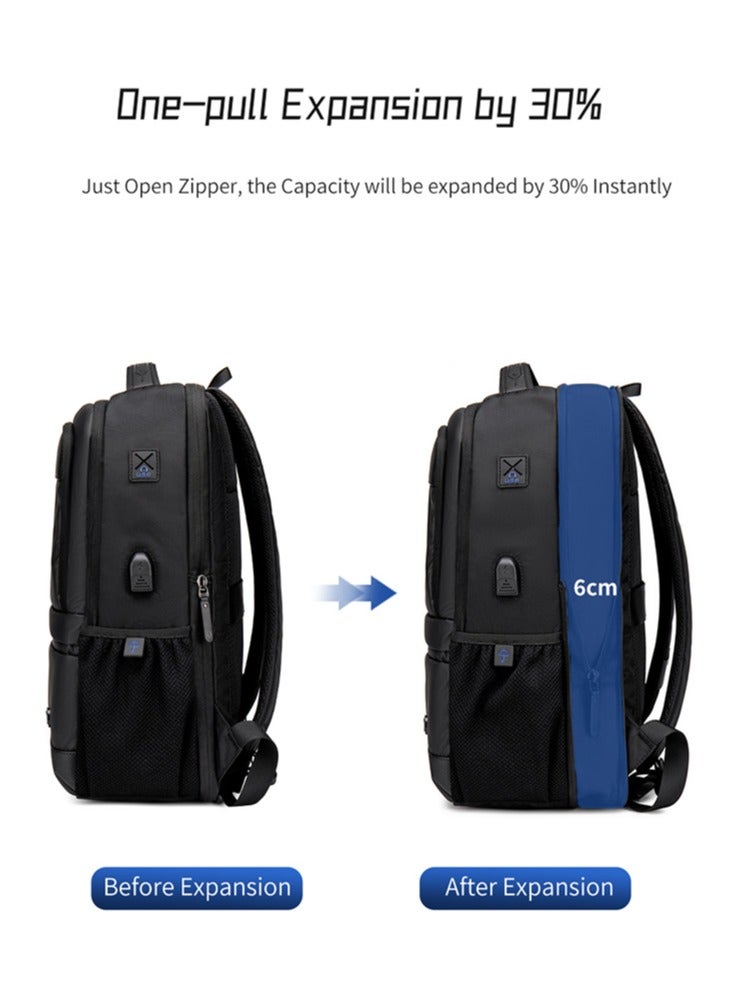 Golden Wolf Expandable Student Laptop Backpack, School Satchel Office Work Bag with Laptop Compartment for Men, Black  - Image 4