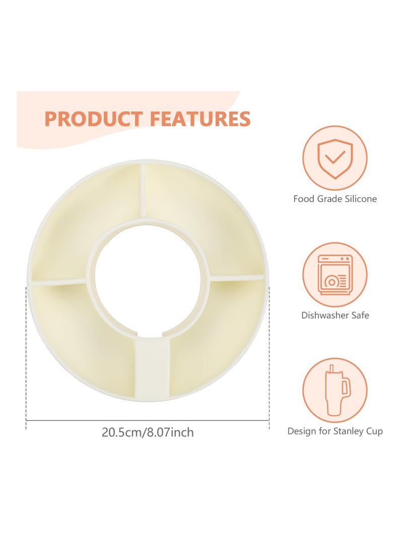 Excefore 40oz Snack Bowl for Stanley Cup, Reusable Snack Ring Compatible, Tumbler with Handle, Cute Water Bottle Accessories with Long Silione, White  - Image 4