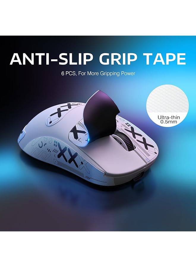 Attack Shark X3 Lightweight Wireless Gaming Mouse With Anti Slip Mouse Grip Tape Self Adhesive Design Elastics Refined Side Grips Sticker Sweat Resistant Pads/Anti Sweat Paste Cut To Fit (White) - Image 2