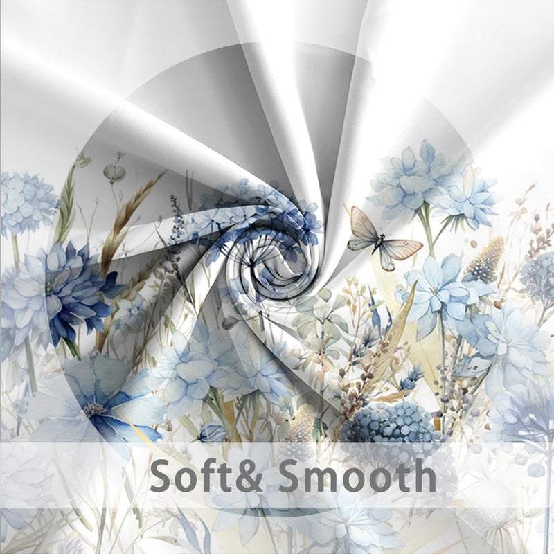 Ruelvth Stall Shower Curtain  Blue Hydrangea Floral Small Shower Curtain Set with Hooks Waterproof Fabric Aesthetic RV Bathroom Curtain  36x72 Inch - Image 3
