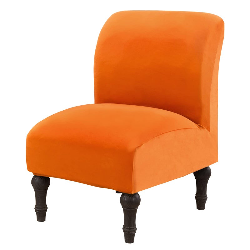 Jian Ya Na JIAN YA NA Armless Accent Chair Cover Stretch Armless Chair Slipcover Velvet Armless Chair Covers Slipper Chair Slipcover Furniture Protector Covers for Living Room BedroomVelvet Orange 