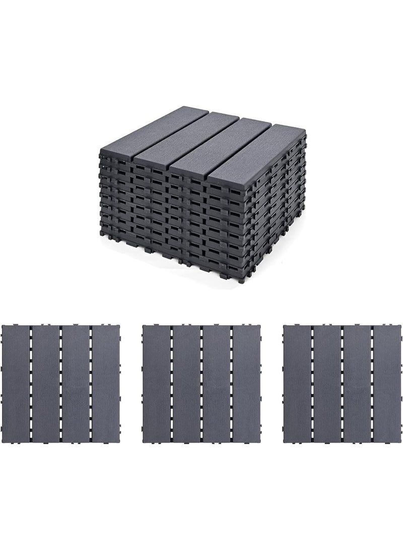 طعم المنزل بلاط أرضيات بلاستيكي متشابك، 9 قطع (30×30 سم) - أرضيات فناء من البولي بروبيلين المقاوم للماء مع وسادة كاتمة للصوت، بنمط مستقيم، بلاط أرضيات خارجي وداخلي للحديقة والشرفة والتراس - Image 3
