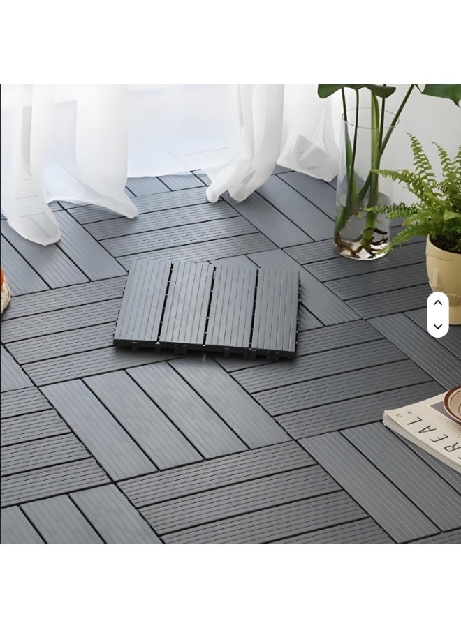 طعم المنزل بلاط أرضيات بلاستيكي متشابك، 9 قطع (30×30 سم) - أرضيات فناء من البولي بروبيلين المقاوم للماء مع وسادة كاتمة للصوت، بنمط مستقيم، بلاط أرضيات خارجي وداخلي للحديقة والشرفة والتراس - Image 1