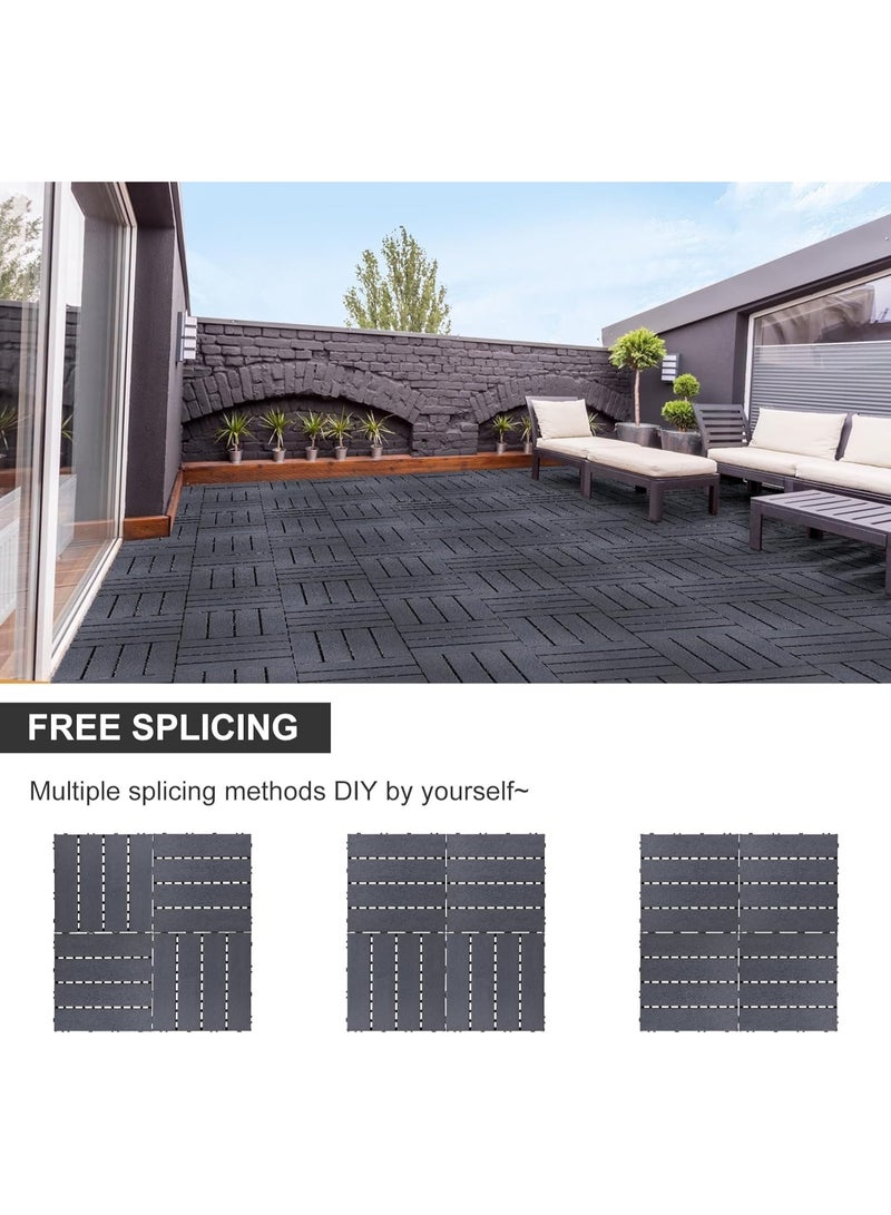طعم المنزل بلاط أرضيات بلاستيكي متشابك، 9 قطع (30×30 سم) - أرضيات فناء من البولي بروبيلين المقاوم للماء مع وسادة كاتمة للصوت، بنمط مستقيم، بلاط أرضيات خارجي وداخلي للحديقة والشرفة والتراس - Image 5