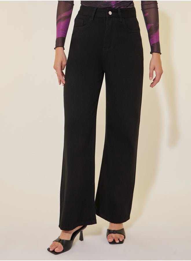 Take Two Mid Rise Solid Wide Leg Jeans  - Image 2