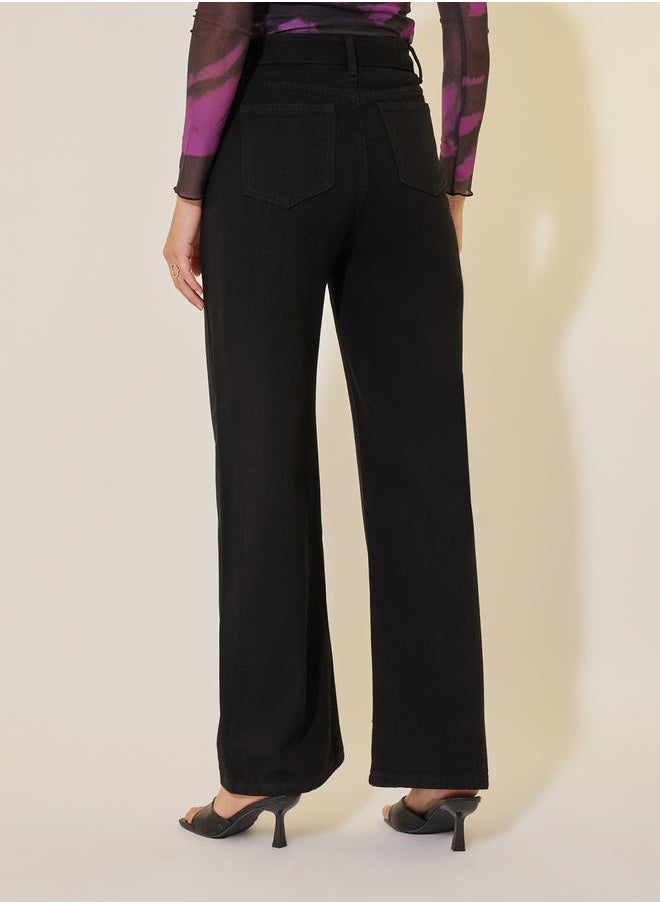 Take Two Mid Rise Solid Wide Leg Jeans  - Image 4