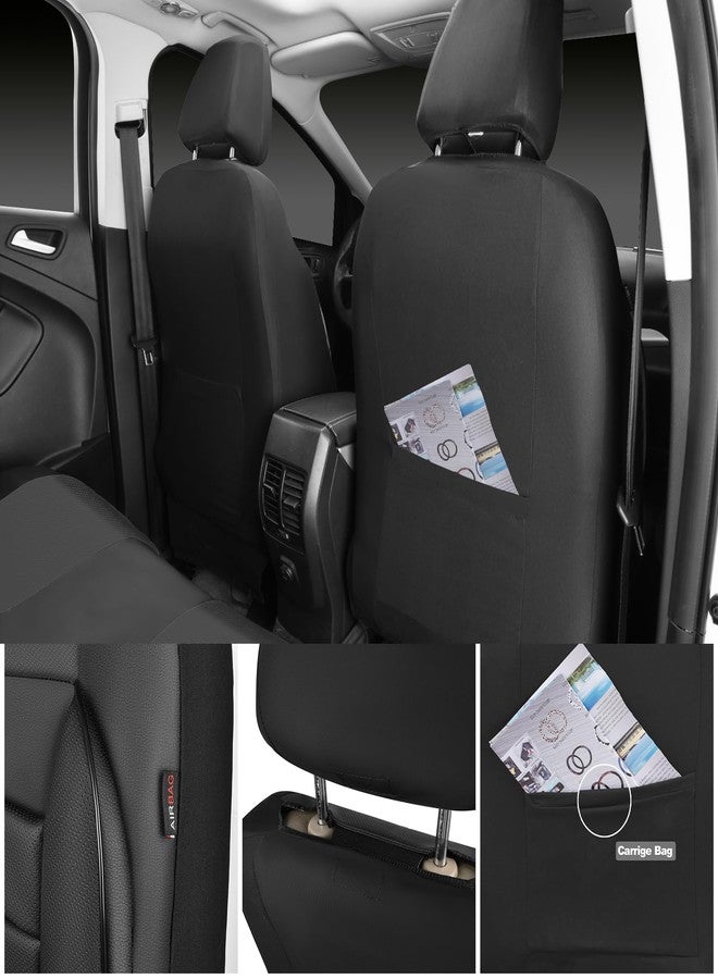 CAR PASS Leather Car Seat Covers Front Seats Only, 3D Foam Support Car Seat Covers, Universal fit for Trucks Vans SUVs Sedans Automotive Comfortable, Airbag Compatible 2 Pieces Front Solid Black - Image 3
