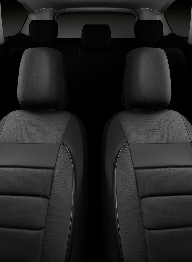CAR PASS Leather Car Seat Covers Front Seats Only, 3D Foam Support Car Seat Covers, Universal fit for Trucks Vans SUVs Sedans Automotive Comfortable, Airbag Compatible 2 Pieces Front Solid Black - Image 5