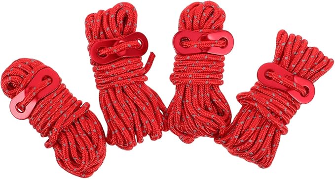 Reflective Tent Guy Ropes Red Tie Down Guide Ropes For Camping Tarp Outdoor - Image 1