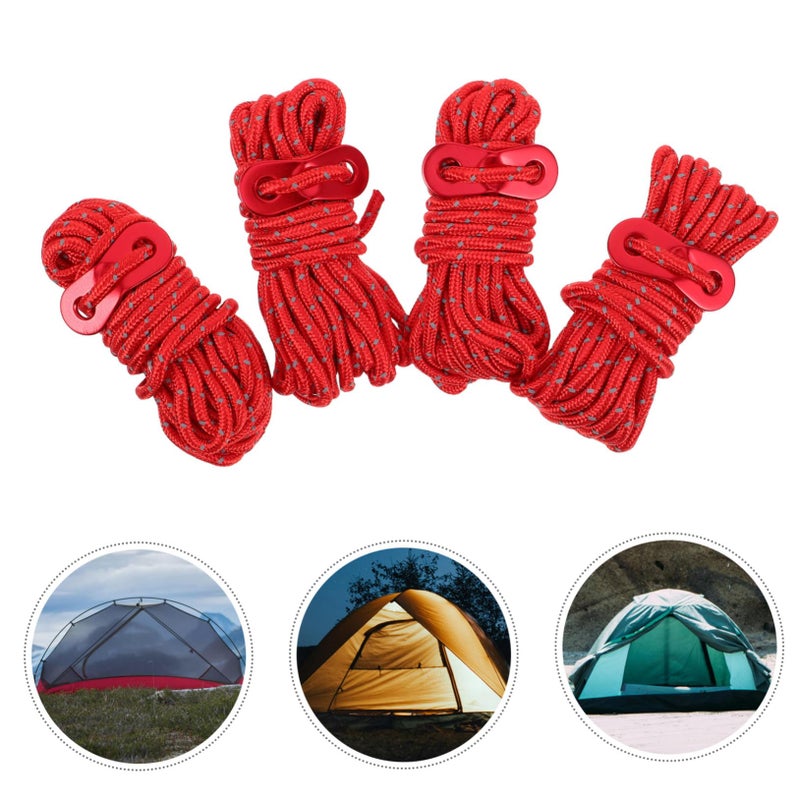 Reflective Tent Guy Ropes Red Tie Down Guide Ropes For Camping Tarp Outdoor - Image 5