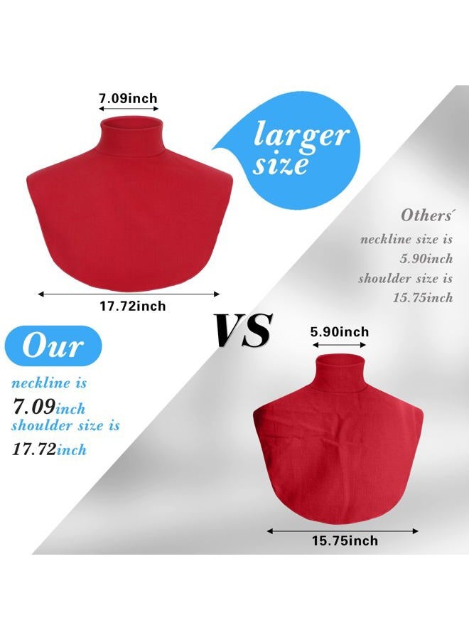 Cutecrop 1 Pcs Extra Large Fake Turtleneck Dickey Detachable Turtleneck Collar Cotton Half Mock Turtlenecks for Men and Women (Wine Red) - Image 4