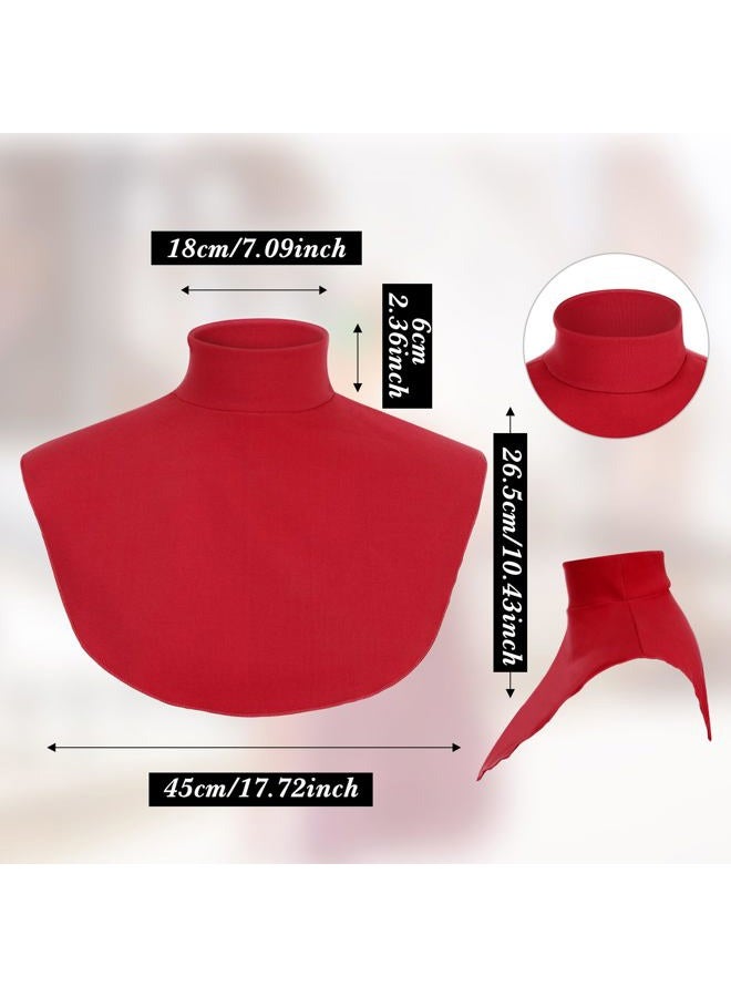 Cutecrop 1 Pcs Extra Large Fake Turtleneck Dickey Detachable Turtleneck Collar Cotton Half Mock Turtlenecks for Men and Women (Wine Red) - Image 2