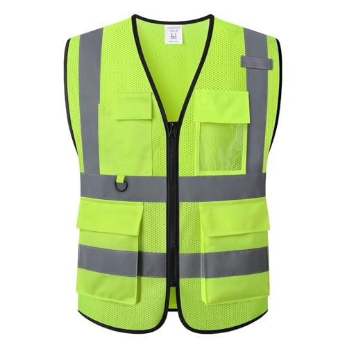 HATAUNKI Safety Vest for Men Women Hi Vis Vest with Pockets Mesh High Visibility Vest Meets ANSI/ISEA Standards (Yellow-20, X-Large) - Image 1