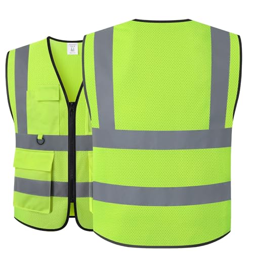 HATAUNKI Safety Vest for Men Women Hi Vis Vest with Pockets Mesh High Visibility Vest Meets ANSI/ISEA Standards (Yellow-20, X-Large) - Image 5