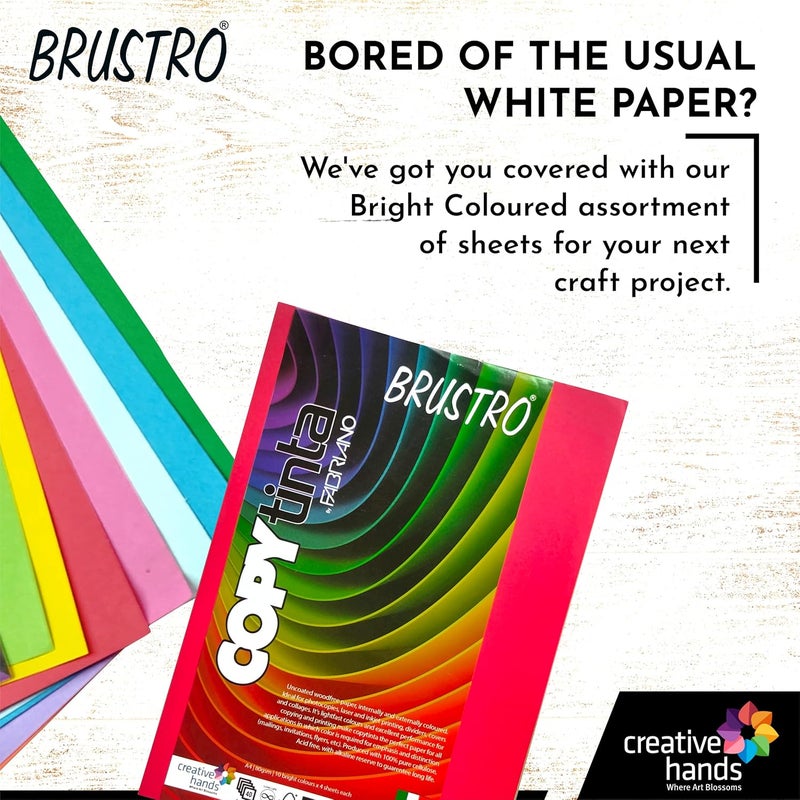 BRUSTRO ورق حرفة ملون بحجم A4 80 GSM ظل وردي (فوشيا)، عبوة 60 ورقة. - Image 2