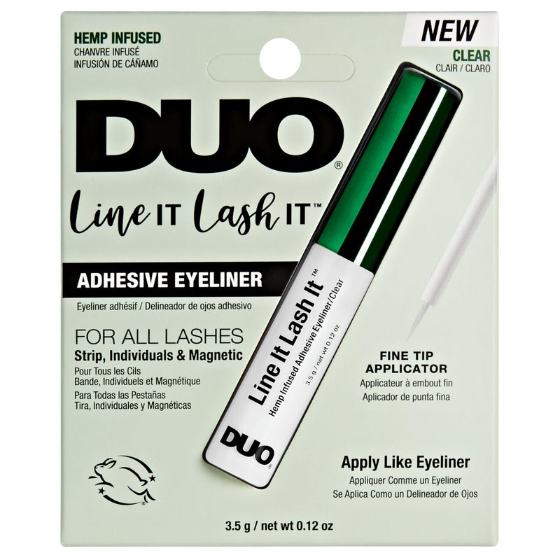 DUO Line It Lash It Clear Lash Adhesive HempInfused Precision Glue Eyeliner for Strip Individuals  Magnetic False Eyelashes 012 Oz