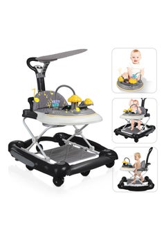 4 In 1 Baby Walker 5 Levels Of Height Adjustment Multi Function Baby Walkers With Rocking Horse Feeding Tray And Music Lighting For Boys And Girls Anti Rollover Pram Stroller For Babies 6-24 Months