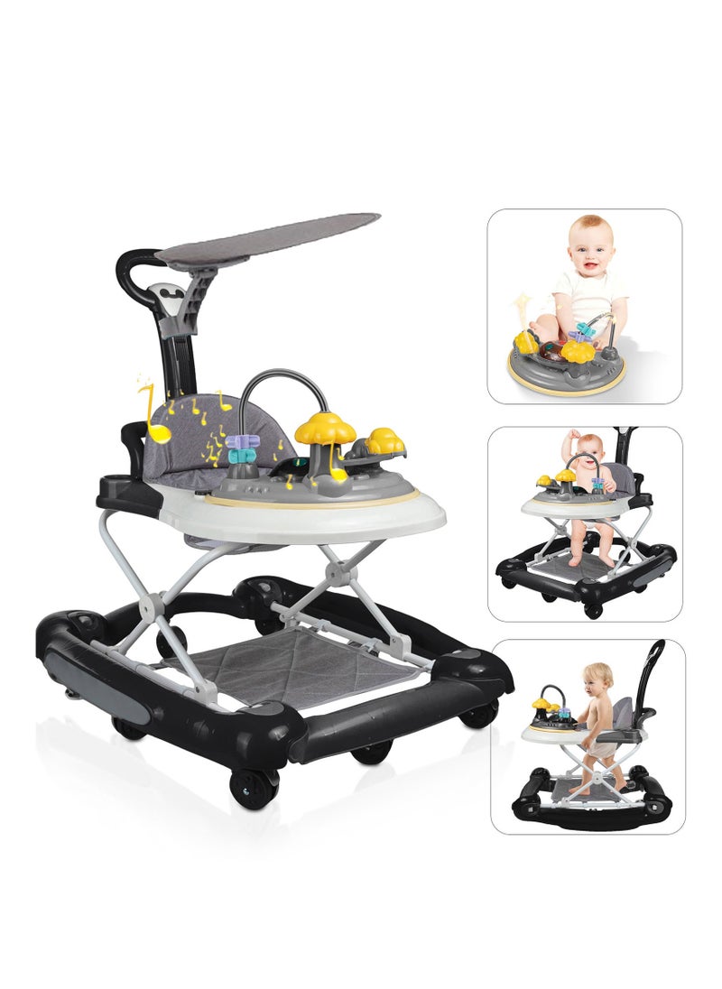 Bonita - 4 In 1 Baby Walker 5 Levels Of Height Adjustment Multi Function Baby Walkers With Rocking Horse Feeding Tray And Music Lighting For Boys And Girls Anti Rollover Pram Stroller For Babies 6-24 Months - Image 1