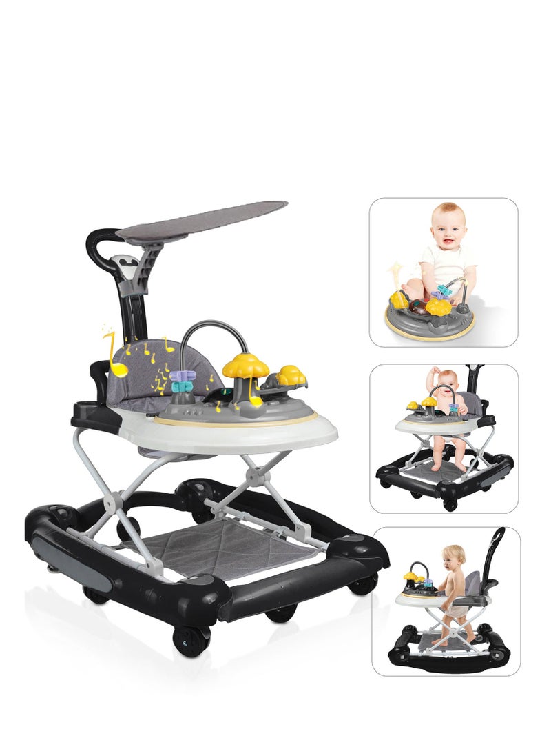 Bonita - 4 In 1 Baby Walker 5 Levels Of Height Adjustment Multi Function Baby Walkers With Rocking Horse Feeding Tray And Music Lighting For Boys And Girls Anti Rollover Pram Stroller For Babies 6-24 Months - Image 1