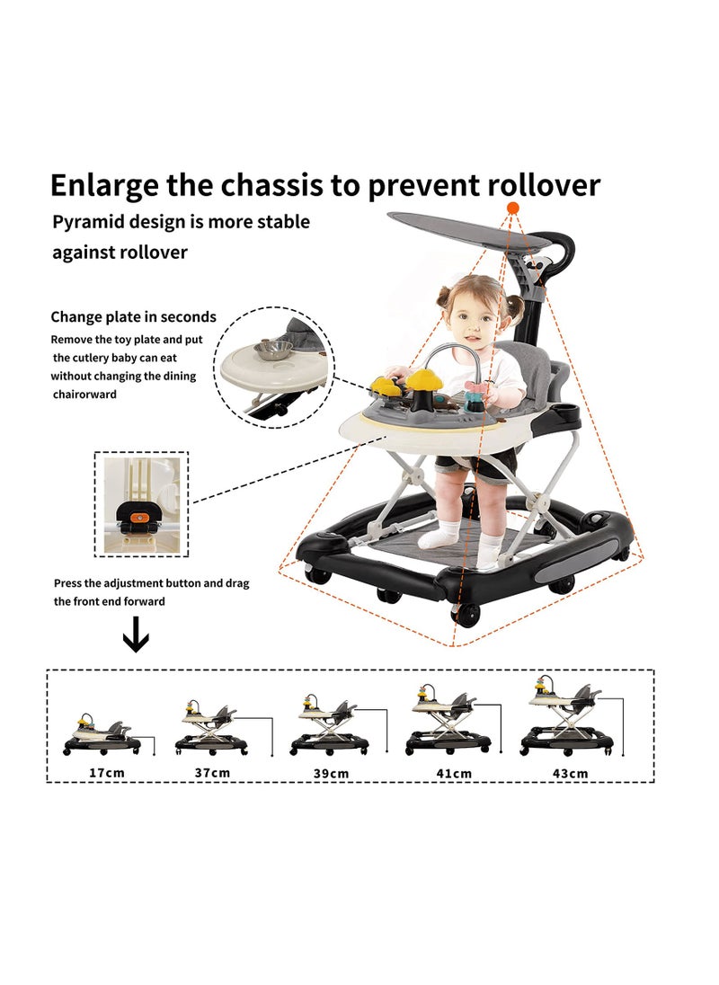 Bonita - 4 In 1 Baby Walker 5 Levels Of Height Adjustment Multi Function Baby Walkers With Rocking Horse Feeding Tray And Music Lighting For Boys And Girls Anti Rollover Pram Stroller For Babies 6-24 Months - Image 1