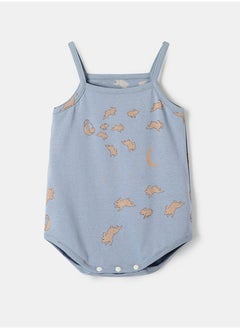 Loquat Summer Thin Jumpsuit Casual Home Wear Newborn Crawl Suit Pajamas Blue  - Image 1