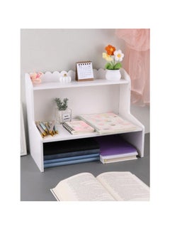 Beauenty Wooden Desktop Organizer Large Capacity MDF Desk Organizer with Bookshelf, Countertop Display Shelf, and Office Supplies Storage  - Image 3