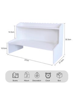 Beauenty Wooden Desktop Organizer Large Capacity MDF Desk Organizer with Bookshelf, Countertop Display Shelf, and Office Supplies Storage  - Image 2