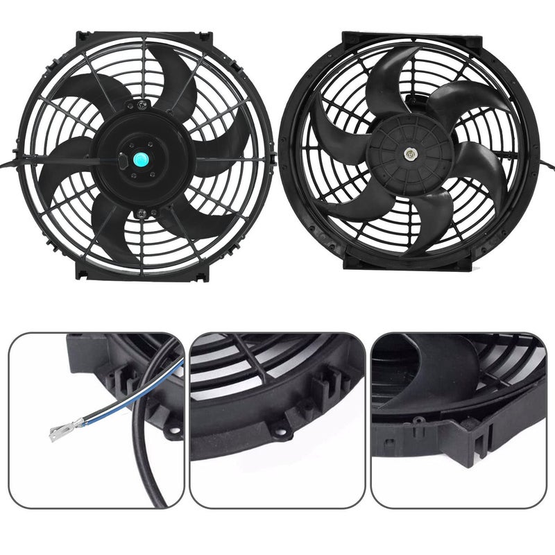 Generic LucaSng 10'' inch Black Slim Fan Push Pull Electric Radiator Cooling 12V 80w 800 CFM Mount Kit Universal (Black)  - Image 2