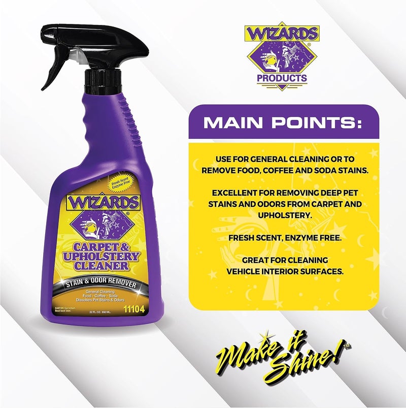 WIZARDS Carpet and Upholstery Cleaner - Fabric Cleaner Spray Solution for a Fresh & Clean Car - Pet Stain & Smell Remover and Natural Carpet Cleaner - Made in USA - 22 oz - Image 4