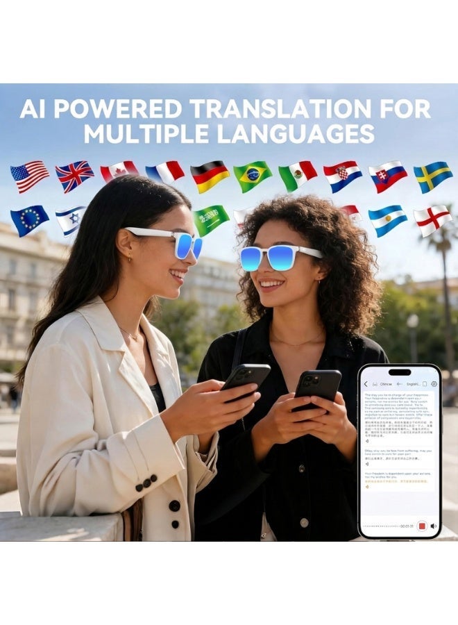 AustX  نظارات ذكية، نظارات بلوتوث للرجال والنساء، حماية من الأشعة فوق البنفسجية، ترجمة فورية لأكثر من 144 لغة، نظارات ذكاء اصطناعي مزودة بتقنية دردشة GPT وبلوتوث 5.4 للاجتماعات والاستخدام اليومي والسفر والأعمال - Image 5