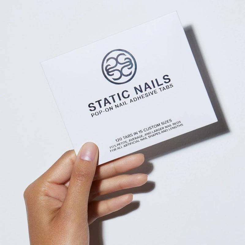 Static Nails Pop-On Adhesive Sticky Tabs (120 Count, 15 Custom Sizes) | Jelly Double Sided Press On Nail Glue Stickers for All Fake Nail Shapes & Lengths | No Glue Needed Adhesives for Press Ons - Image 1