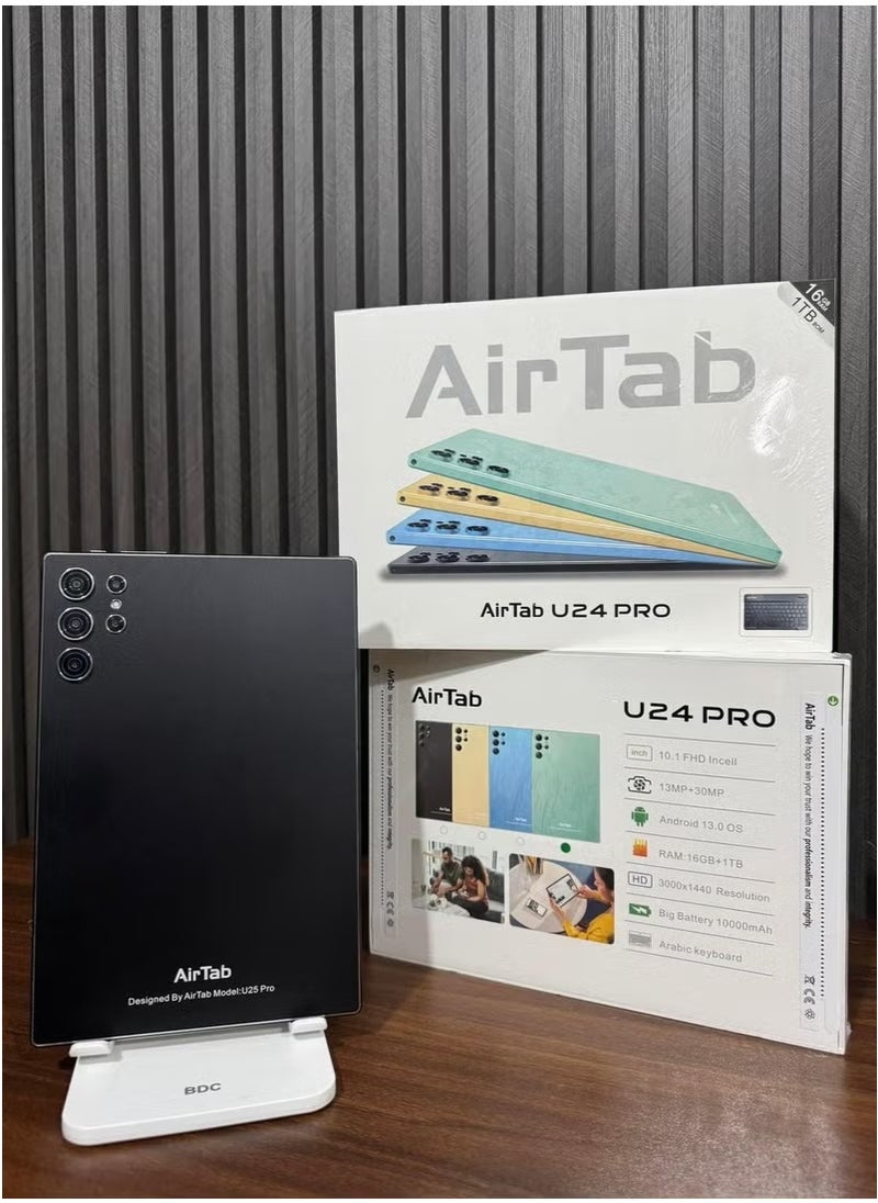 AirTab 10.1 -Inch Smart Tablet U24 PRO Android 13 Tablet With 1TB Storage and 16GB RAM Quad Core Wi-Fi LTE Dual Sim with Touch Pen and Keyboard - Green  - Image 3