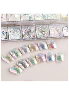 ORiTi 12 Grids Iridescent Crystal Nails Sequins Aurora Glitter Fire Flakes Holographic Sparkle Sequins Charms For Nail Decoration  - Image 3