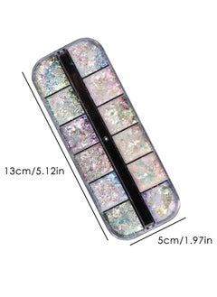 ORiTi 12 Grids Iridescent Crystal Nails Sequins Aurora Glitter Fire Flakes Holographic Sparkle Sequins Charms For Nail Decoration  - Image 4