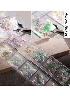 ORiTi 12 Grids Iridescent Crystal Nails Sequins Aurora Glitter Fire Flakes Holographic Sparkle Sequins Charms For Nail Decoration  - Image 5