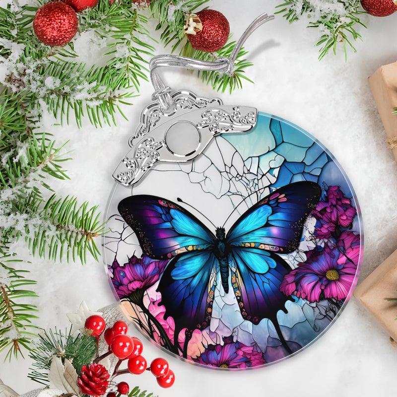Jocidea زخرفة عيد الميلاد - زخرفة الفراشة الزجاجية الملون - ديكور منزل عيد الميلاد - زخرفة شجرة الكريسم - Image 5