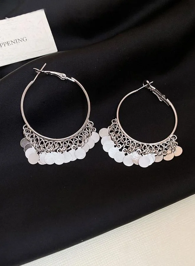 تايك تو أقراط حلقية بدلايات شرابة دائرية