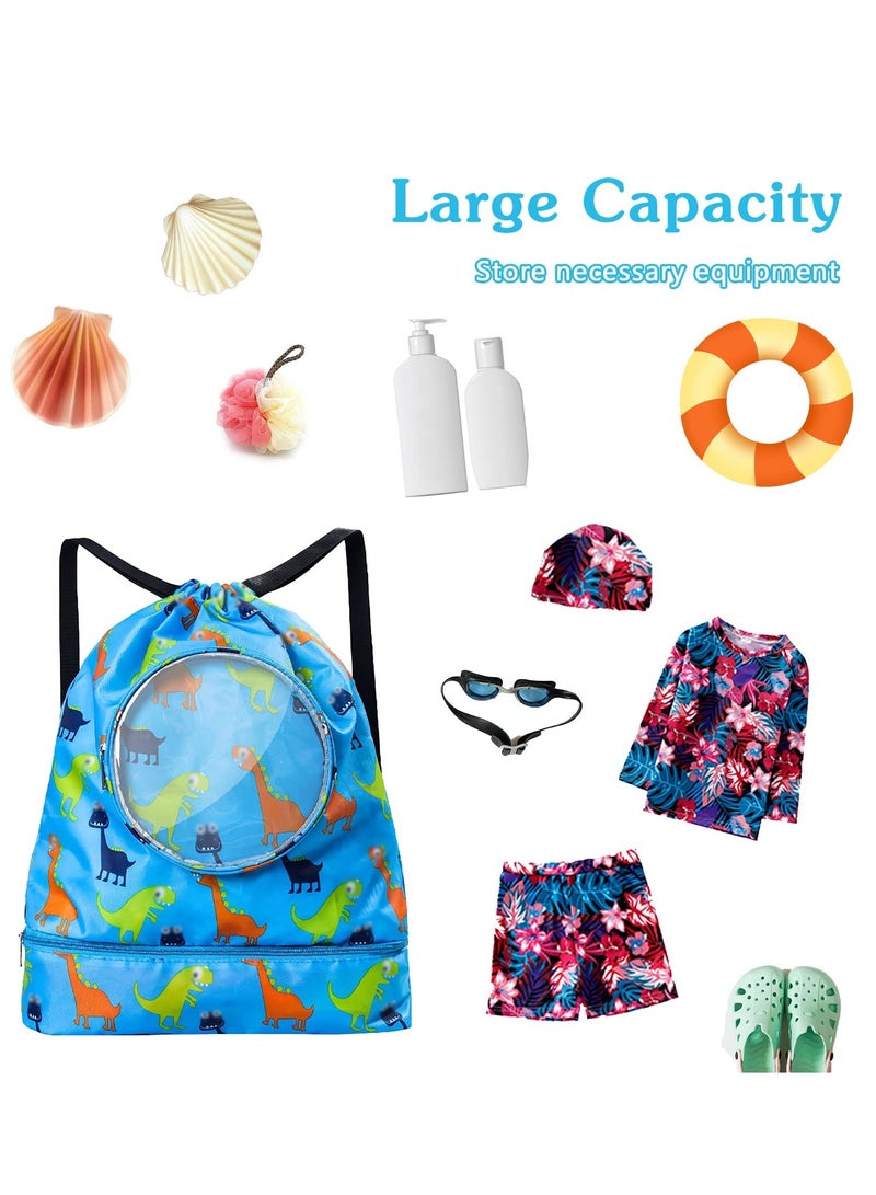 Excefore Drawstring Backpack with Shoe Bag, Durable Swimming String Sack with Handle for Sports Gym Yoga Beach Travel - Image 2