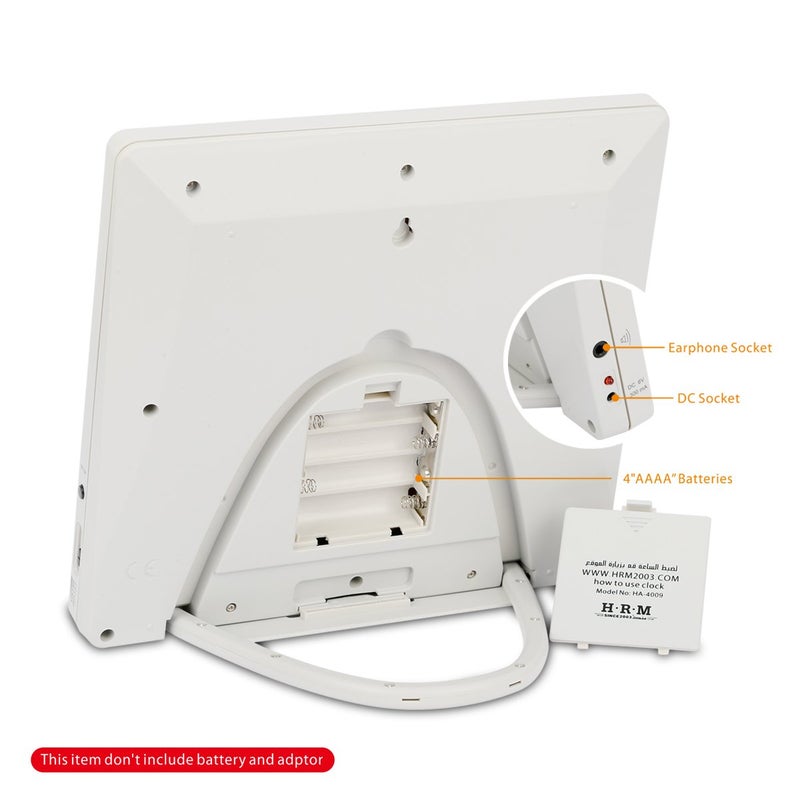 Al-Harameen,Azan Clock,Prayer Times Table Clock,Muslim Digital Alarm,HA-4010 (Gray) - Image 5